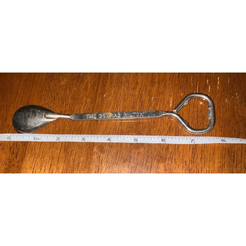 Vintage Conrad Hilton Chicago Cocktail Bar Spoon Bottle Opener 1950s Mid Century